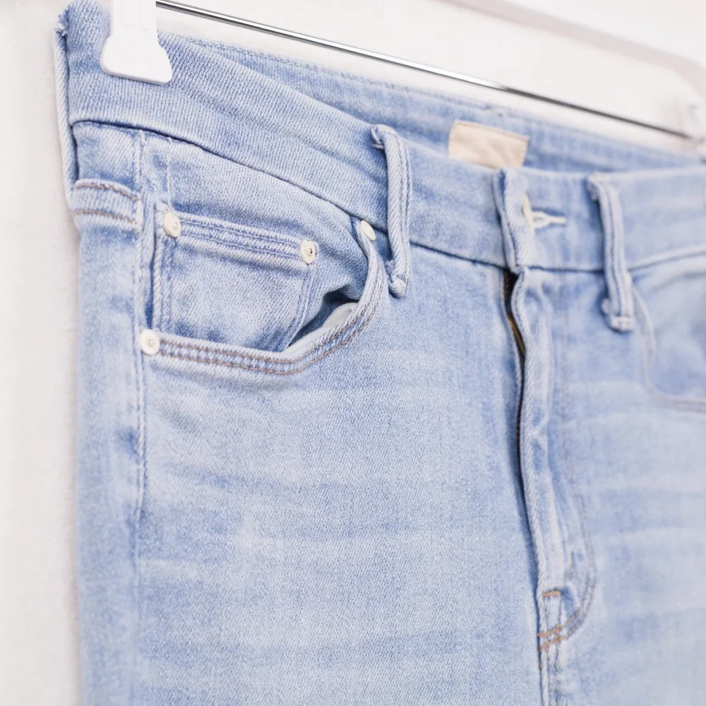MOTHER The Looker Crop Swimming Pool Sunday Denim Jeans Blue Sz 24 - Picture 5 of 11